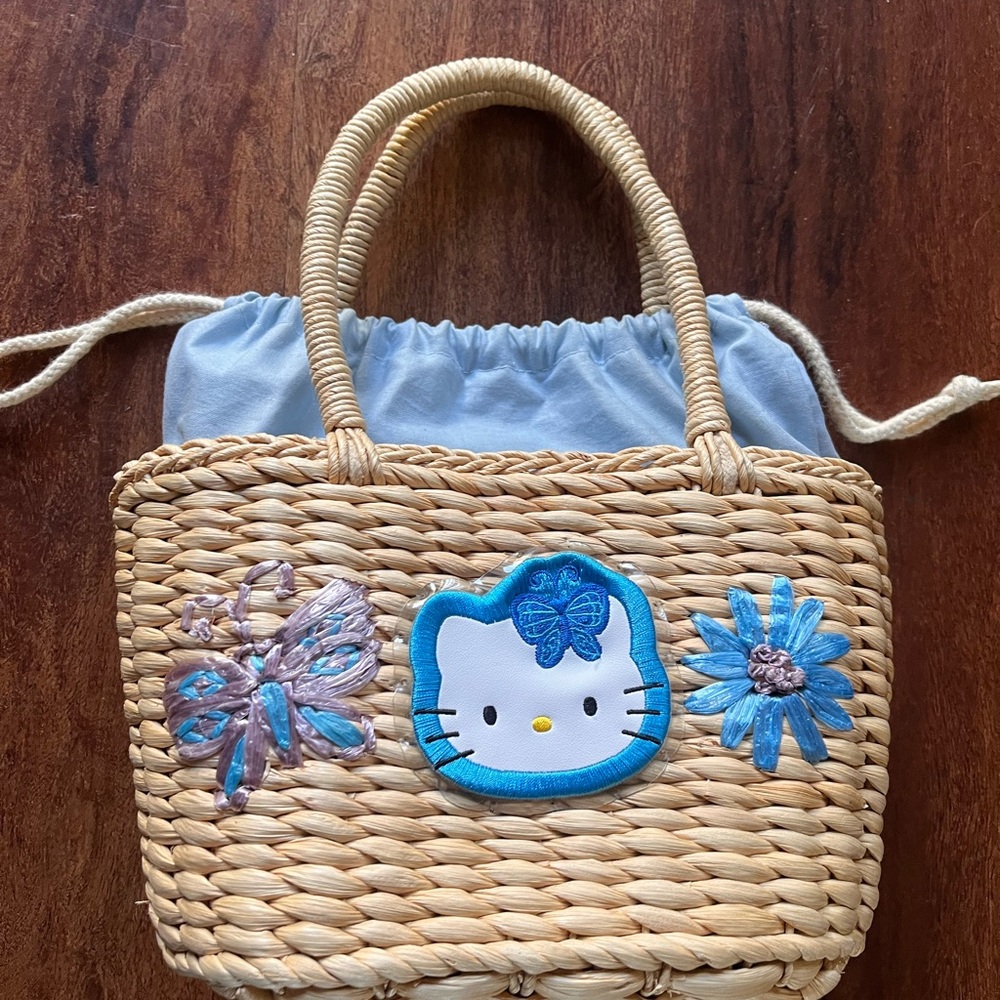 Sanrio hello kitty y2k very rare basket weave purse handbag butterfly floral 99
